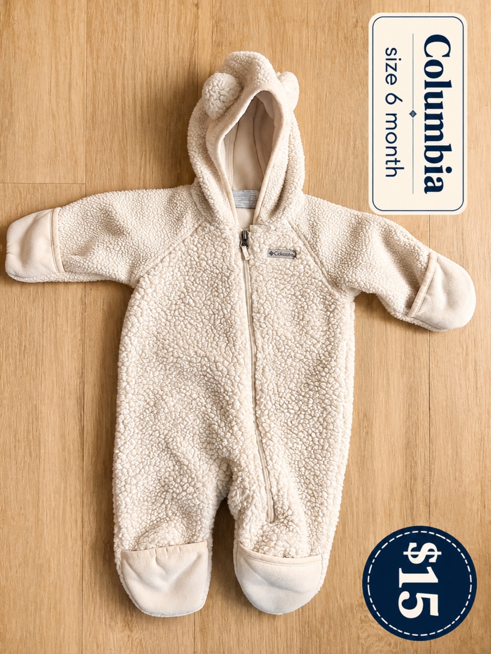 Columbia Cream Sherpa Infant One-Piece Footed Coverall